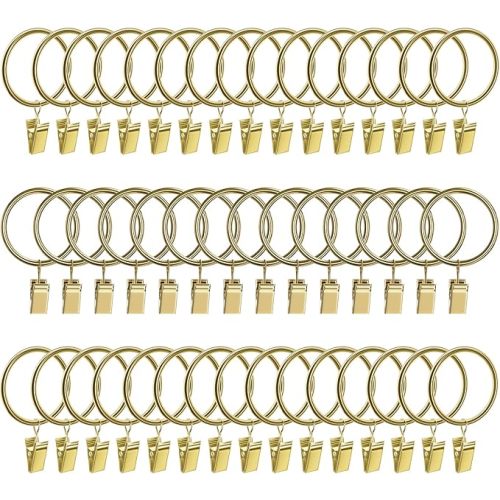 Lansian 44 Pack Curtain Rings with Clips Hooks 1.5 in Diameter Rustproof