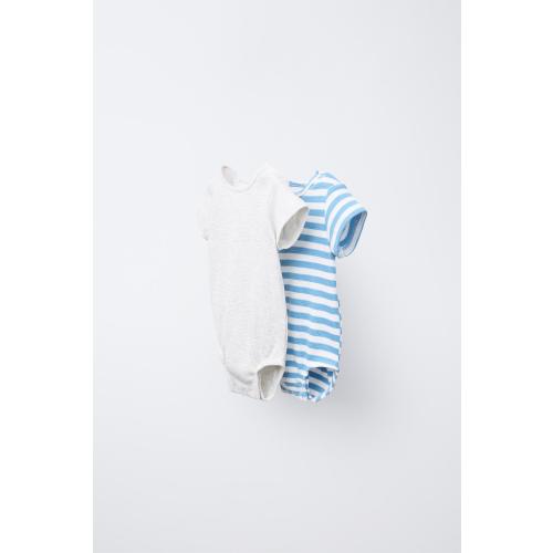 TWO-PACK WAFFLE BODYSUITS - Gray marl