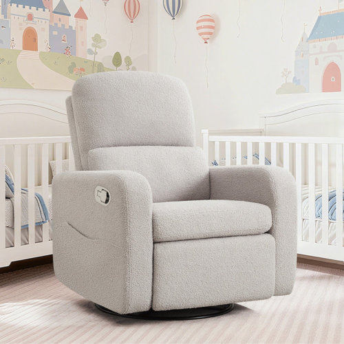 Latitude Run® Reiby 36" Modern Upholstered Boucle Fabric Swivel and Rocker Glider Recliner & Reviews | Wayfair