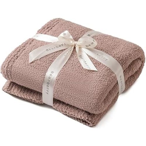 bearberry Super Soft Fluffy Throw Blanket Lightweight Cozy Warm Bed Blankets for Couch Bed Sofa All Season (Rose Taupe, 60”x80”)