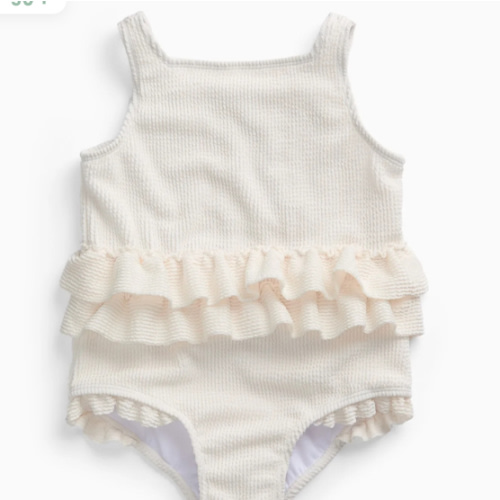 Frilled Swimsuit - Ecru Ecru / 0 - 3 M