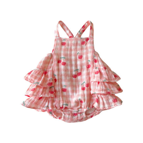 Gingham Cherries / Muslin Ruffle Sunsuit