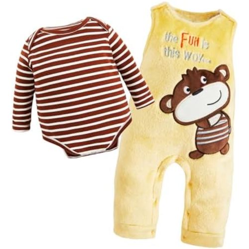 JiAmy Baby Boy Girl Fall Clothes Newborn Long Sleeve Outfit Baby Animal Two-piece Set Romper Overall