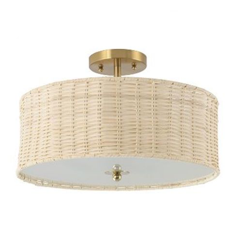 C Cattleya 3-Light Woven Rattan Semi-Flush Mount Ceiling Light