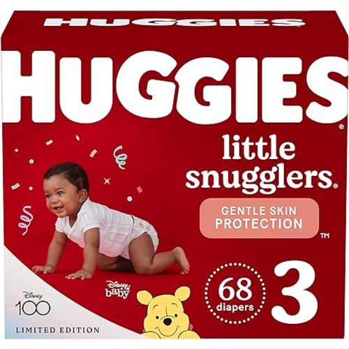 Huggies Size 3 Diapers, Little Snugglers Baby Diapers, Size 3 (16-28 lbs), 68 Count