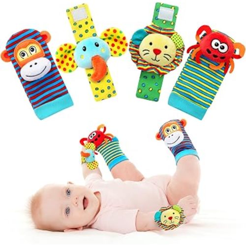 Newborn Toys 0-3 Months,Baby Rattles for Infants, Colorful Baby Socks and Wrist Rattle Toys 0-6 6-12 Months, Infant Sensory Toys, Baby Boy Girl Gifts