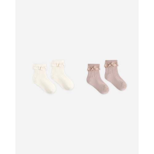 Lace Trim Socks, 2-Pack Rosewood, Natural – Rylee + Cru