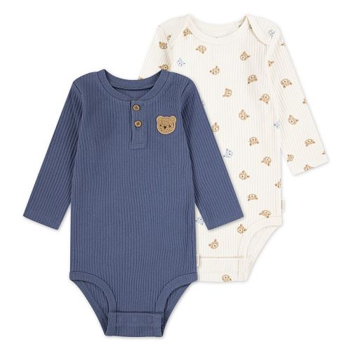 Newborn Baby Boys Huggies Babywear® Organic 2-Pack Long Sleeve Bodysuits with Bear Design