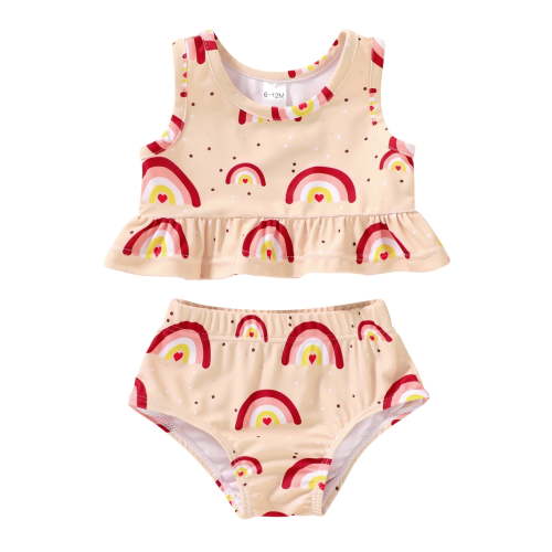 Younger Tree Toddler Baby Girls 2PCS Swimsuit Infant Summer Sleeveless Beach Bikini Swimwear Bathing Suit for 3-6 Months