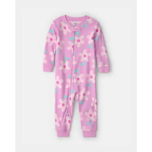 Baby Girl Floral 100% Cotton Snug Fit 1-Piece Pajama - Purple | Carter's