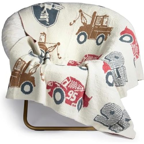 Jay Franco Kids Feather Knit Blanket – 50" x 60" Inch Soft & Cozy Plush Throw for Bedroom & Couch Décor, Official Licensed Product, Multi - Cars