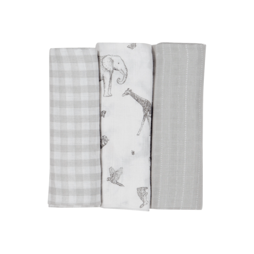3 Pack Muslin Wraps - Jungle