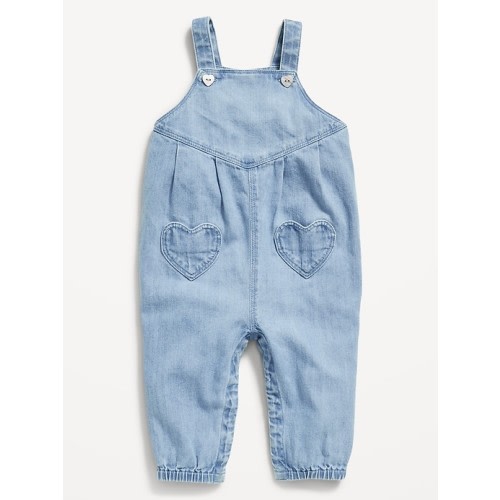 Sleeveless Heart-Pocket Jean Jumpsuit for Baby