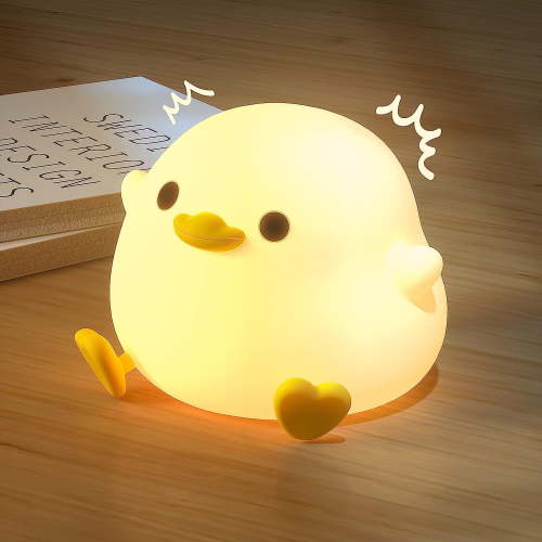 Cute Bean Duck Night Light, DoDo Duck Silicone Nursery Night Light Squishy Dimmable Rechargeable Table Bedside Lamp with Touch Sensor for Bedrooms, Living Room Unique Dorm Decor Gift Toy