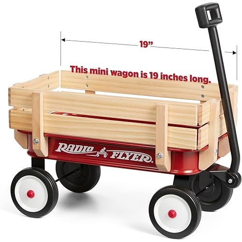 Radio Flyer Mini Steel and Wood Wagon for Kids, 19" Toy Wagon for Kids Aged 1.5+, Play-Size Version of the Classic, Durable Rolling Wheels, Working Handle, for Toys, Crafts & Gift Displays