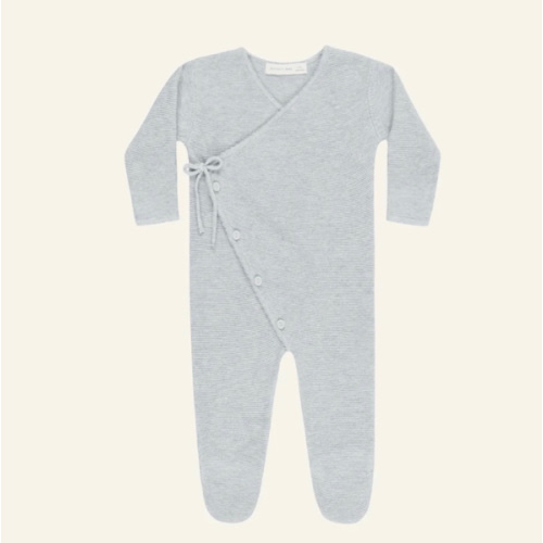WRAP KNIT FOOTIE nb / heathered dusty blue