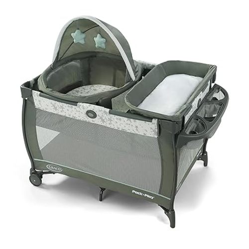 Graco® Pack ’n Play Travel Dome Playard, Portable Bassinet with UV Canopy, Full‑Size Infant Bassinet, Diaper Changer