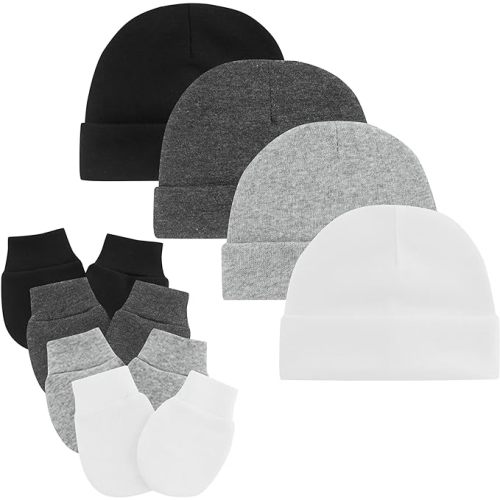 Zando Baby Hats and Mittens Newborn Hospital Hat Essentials Warm Knit Beanie Safety Anti-Scratch for Boys Girls 0-6M