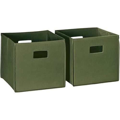 RiverRidge Folding Storage Bins with Handles Olive Cube Storage Organizer for Closet, Bedroom & Playroom - Closet Organizers and Storage Set of 2