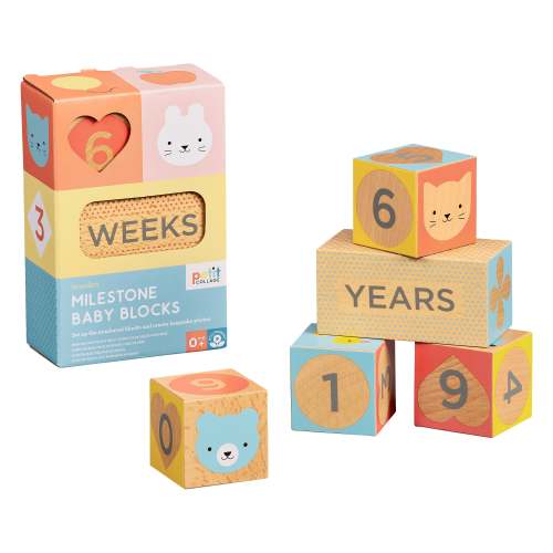 Wooden Baby Milestone Blocks, FSC Keepsake