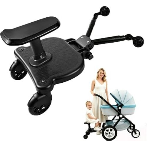 2026 New-Universal Stroller Board with Detachable Seat, 2-in-1 Sit and Stand Stroller Glider Board,360° Shock-Absorbing Swivel Wheels, 55 lbs Capacity, Fits 99% Strollers, 5-Year Warranty