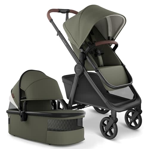 Mompush Ultimate 3 Full Size Baby Stroller with Bassinet from Newborn to 50 lbs - All-Terrain Large Wheels with Full Suspension, Reversible & Extendable Seat for Growing Kids, One-Second Compact Fold