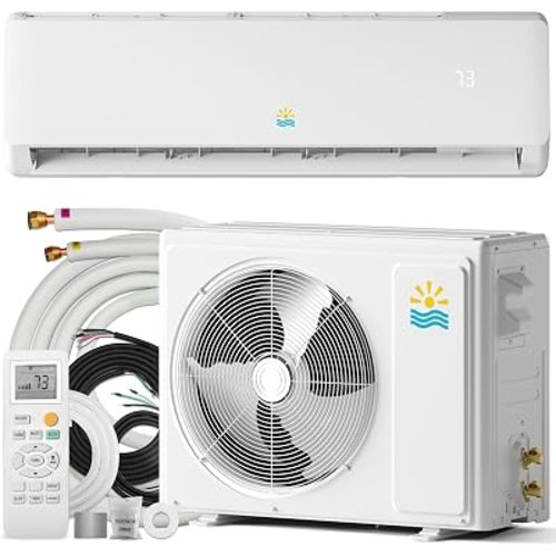 Rellytech Mini Split AC/Heating System - 9000 BTU Mini Split AC Inverter Heating and Cooling, 19 SEER2 115V/110V Energy Efficient Ductless Air Conditioner Up to 550sq.ft, Pre-charged System