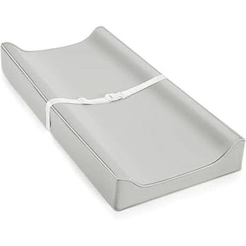 Vegan Leather Changing Pad Cover with Zipper - 31"X 16" - Waterproof Wipeable, Extra Thick & Portable & Non-Slip Diaper Mat - Fits Standard Changing Tables (Gray)
