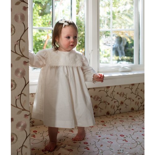 Edgehill Collection x Megan Karp Baby Girls Quinn Embroidered Detail Sailor Long Sleeve Dress