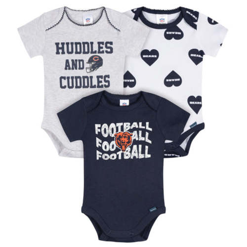 3-Pack Baby Girls Chicago Bears Short Sleeve Bodysuits