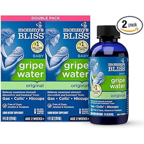Mommy's Bliss Original Gripe Water, Gas and Colic Relief, Gentle and Safe, Made for Infants, 2 Weeks+, 8 Fl Oz (2 Bottles)