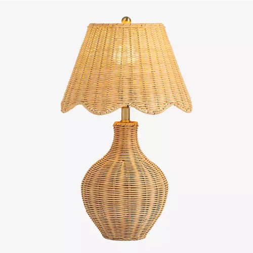 Natural Rattan Table Lamp with Scalloped Shade | Kirklands Home