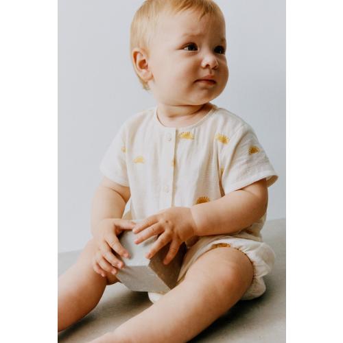 JACQUARD SUN ROMPER - Ecru/Yellow | ZARA United States