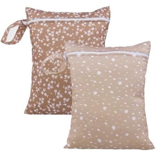 HappyFlute 2pcs Waterproof Bag Set - Cactus & Animal Pattern Wet/Dry Bag for Towels, Diapers, Swim & Beach Use, 10.2x14.4 inches