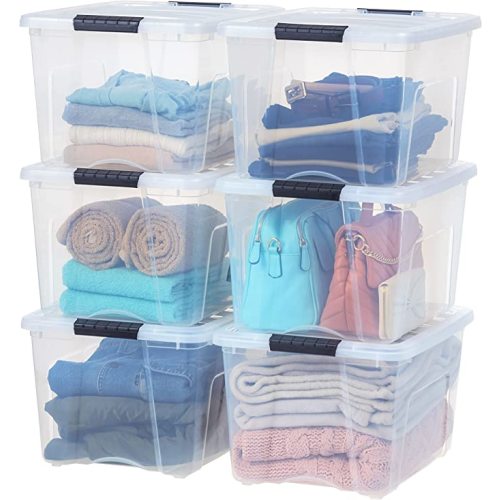 IRIS USA 6-Pack 40 Quart Storage Bins with Lids, Clear