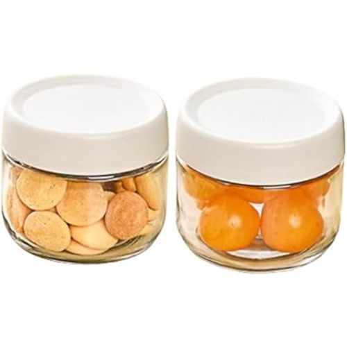2 Pack 10 OZ Glass Food Jars with Screw Lids Leakproof Overnight Oats Container Airtight Small Glass Food Storage Container for Food Portion,Dipping Sauce,Snack,Condiment(clear white)
