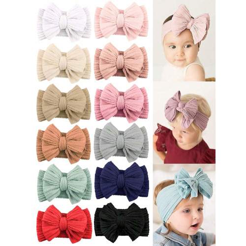 12 PCS Handmade Baby Headbands Soft Stretchy Nylon Hair Bands With Bows For Newborn Infant Baby Toddler Girls | SHEIN USA