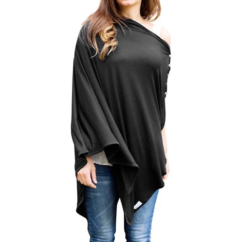 Byrd & Blume Maternity Nursing Cover Breathable Lightweight Breastfeeding Cover Wrap Shawl Scarf Poncho Full 360 (Black, One size)