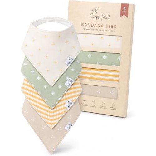 Copper Pearl Baby Bibs 4 Pack, Bandana Drool Bibs for Baby Girl & Boy, Soft Cotton Bibs for Drooling and Teething
