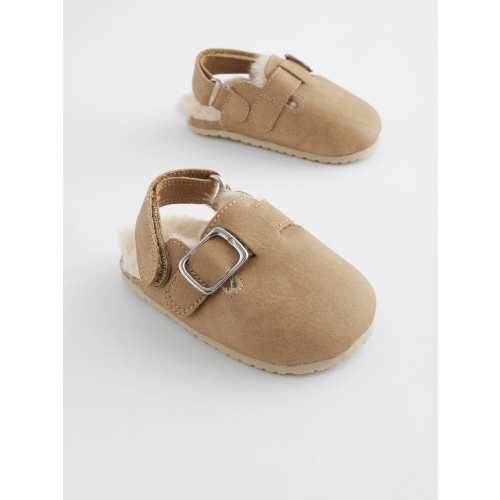 Neutral Faux Fur Lined Baby Clogs (0-18mths)