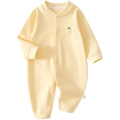 Newborn Baby Cute Graphic Onesie Outfits Infant Boys Girls Soft Cotton Jumpsuits Button Down Long Sleeve Bodysuit