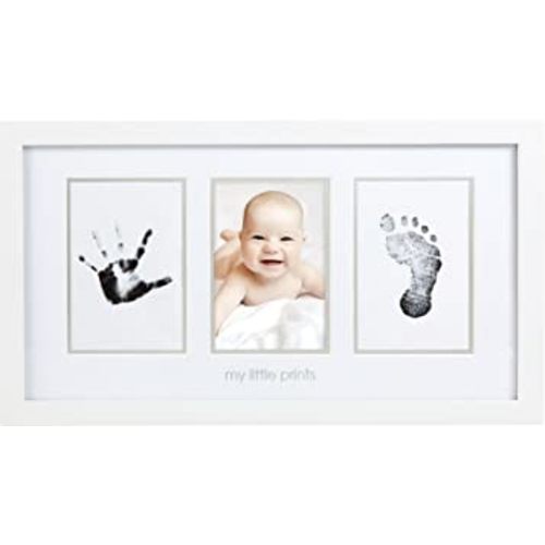Handprint and Footprint Making Kit with Clean-Touch Ink Pad, Gender-Neutral Baby Keepsake Picture Frame , White