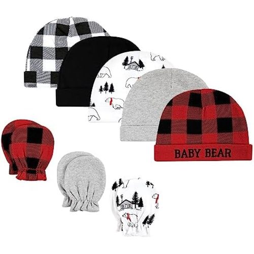 Hudson Baby Unisex Baby Cotton Cap and Scratch Mitten Set