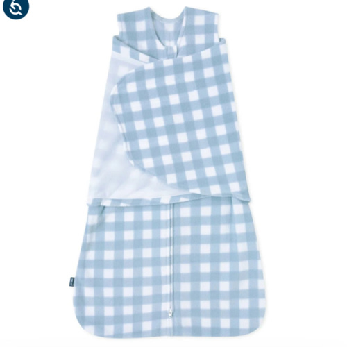 Blue Gingham Micro-Fleece Swaddle Newborn | HALO