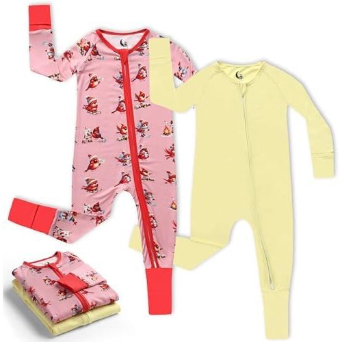 Bamboo Viscose Baby Pajamas 2 Way Zip for Diaper Change 0 to 24 Month Soft Stretchy Sleeper 2 Pack