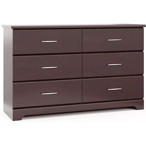 Storkcraft Brookside 6-Drawer Dresser (Espresso) – GREENGUARD Gold Certified, Nursery & Kids Storage, Nursery Essentials, Kids Room Storage, Durable Bedroom Dresser