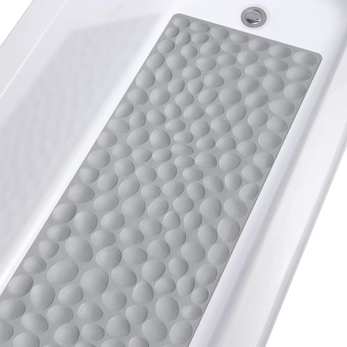 Non-Slip Bathtub Mat OTHWAY Soft Rubber Bathroom Bathmat with Strong Suction Cups (Grey) - 16x40 inch