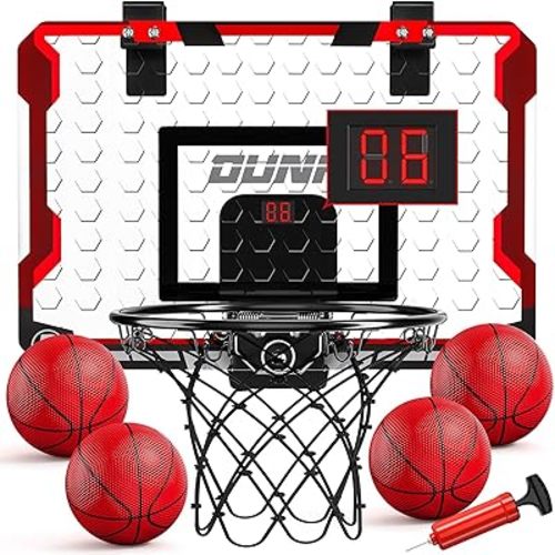 TEMI Indoor Basketball Hoop for Kids, Door Room Basketball Hoop,Mini Basketball Hoop with 4 Balls, Basketball Toys for 3 4 5 6 7 8 9 10 11 12 Year Old Boys