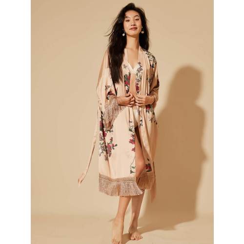 Tassels Champagne Kimono Robe