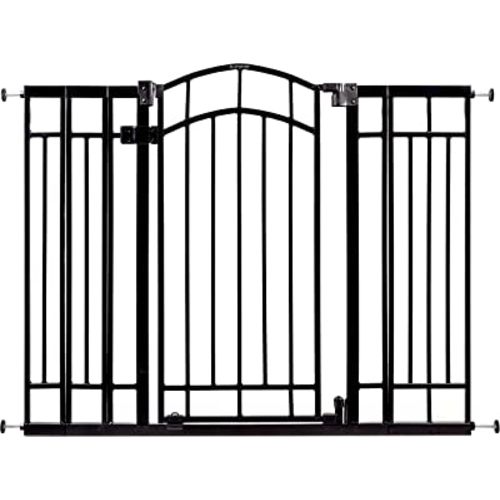 Ingenuity Multi-Use Decorative Extra Tall Walk-Thru Baby Gate, Fits Openings 28.5-48 Inch (Pack of 1), Black Metal, for Doorways and Stairways, 36' Tall Baby and Pet Gate, Black, One Size